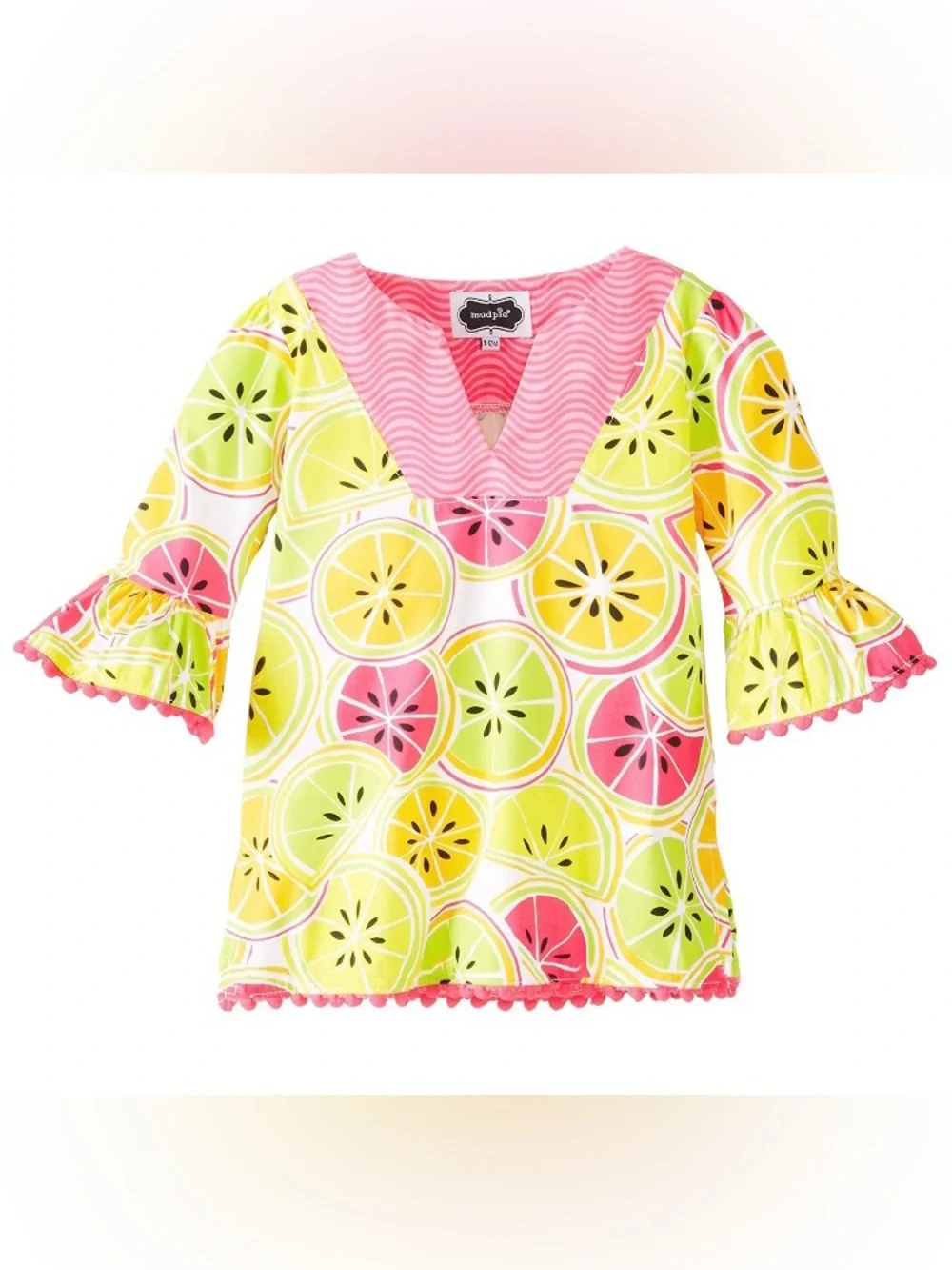EUC Mud Pie Lemon Lime Grapefruit Citrus Slice Swim Coverup Girls 9-12 Months